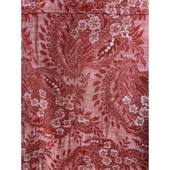 J Bee Womens Shirt Jacket Embroidered Long Sleeve Button Up Orange Salmon XL - Picture 5 of 8